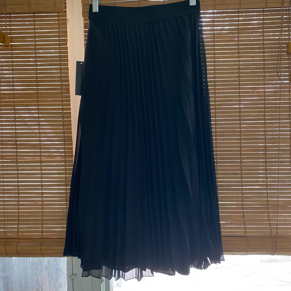 Black pleated knee length skirt
